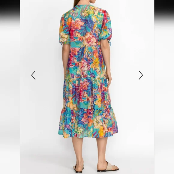 Johnny Was-Helena Tiered Loral Silk Blend WITH TASSELS Maxi Dress-Size '3XL' - Picture 3 of 16